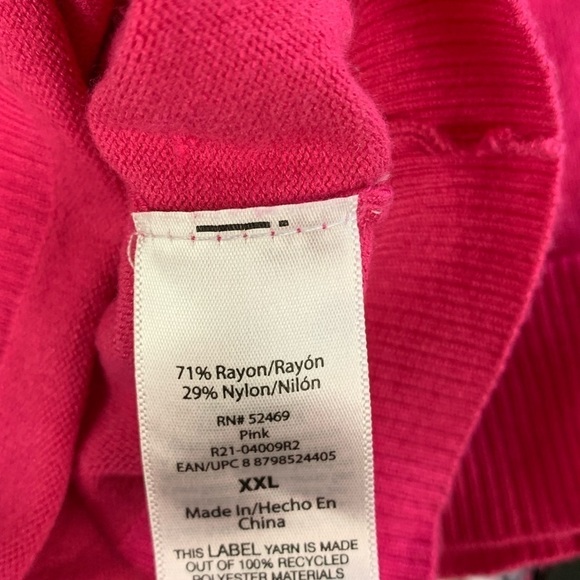 SOFIA VEGARA Acrylic knit top blouse barbie pink adjustable ruffle neckline XXL - Picture 6 of 6